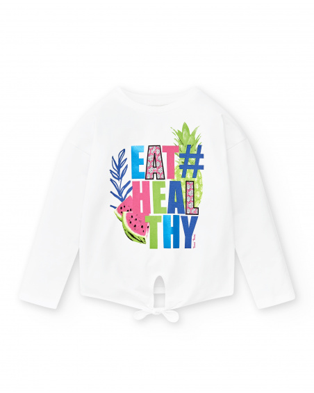 Camiseta larga punto blanco niña Acid Bloom