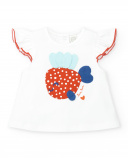 Conjunto punto planta blanco rojo niña Frutti