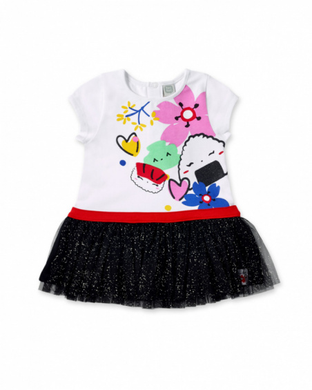 Vestido punto tul blanco negro niña Hey Sushi