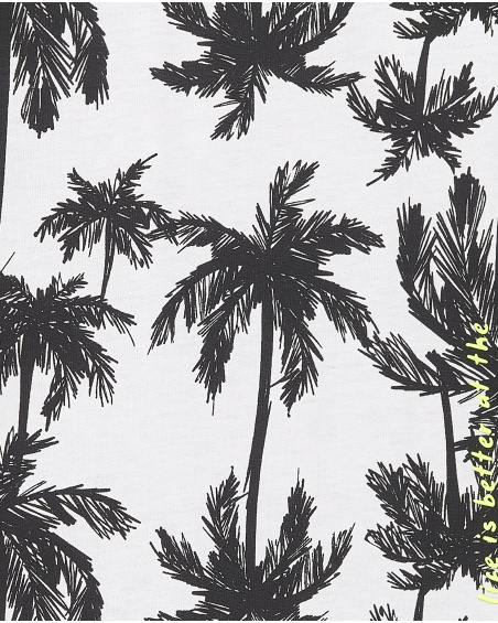 Camiseta punto blanco palmeras niño Tenerife Surf