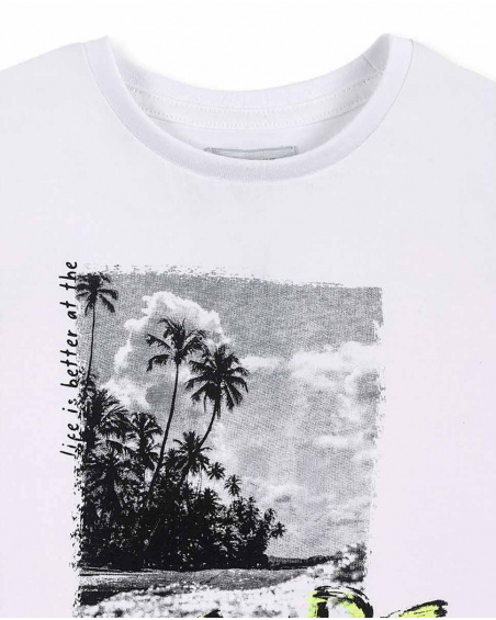 Camiseta punto blanco niño Tenerife Surf