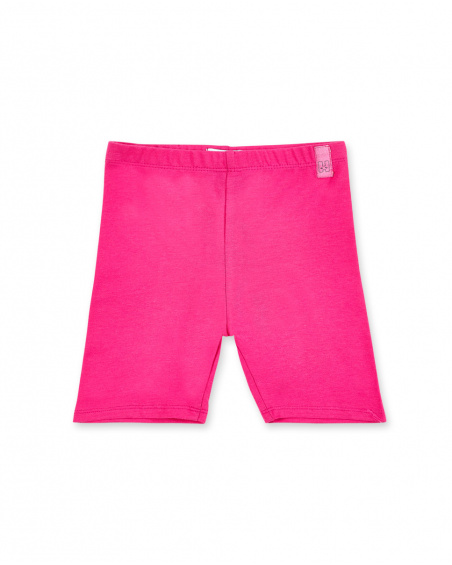 Legging ciclista punto fucsia niña Basics