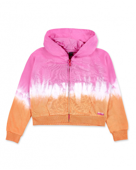 Sudadera punto rosa naranja niña Sunday Brunch