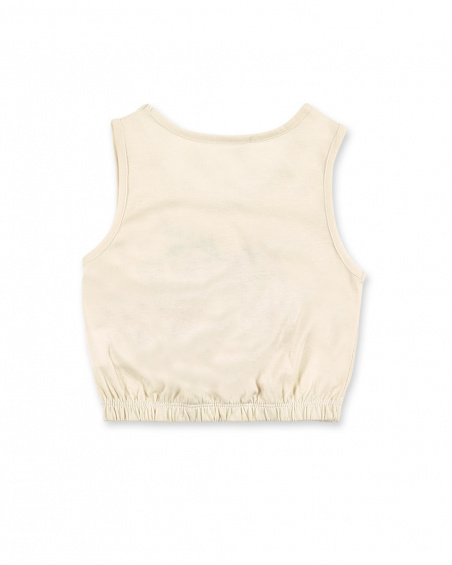 Camiseta punto beige niña Island Life