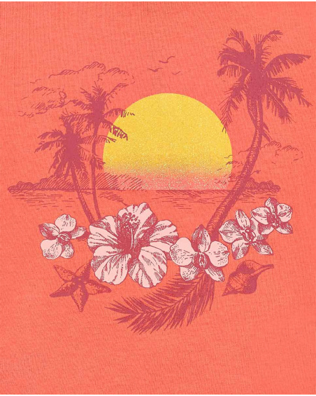 Camiseta punto naranja niña Island Life