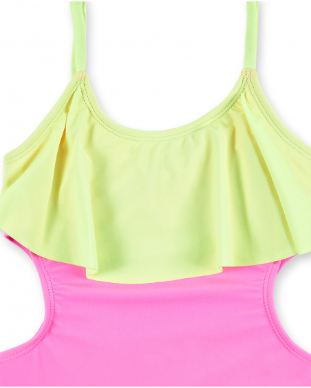 Bañador fucsia verde niña Neon Jungle