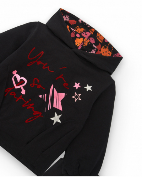 Conjunto sudadera y pantalón jogger negro con estampado para