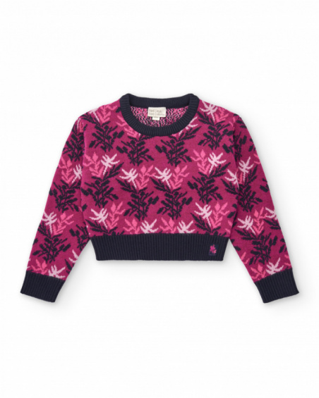 Jersey corto con estampado jacquard para niña colección