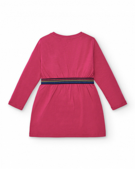 Vestido sudadera rosa con estampado de corazones para niña