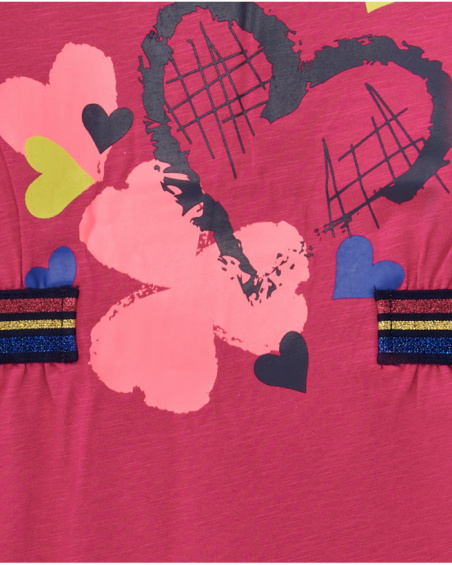 Vestido sudadera rosa con estampado de corazones para niña