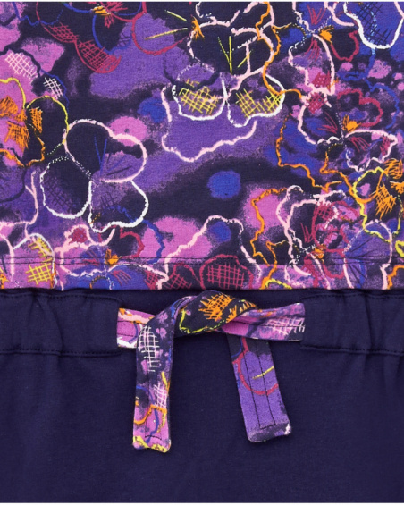 Vestido azul marino con estampado floral para niña colección