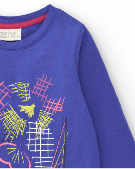 CAmiseta azul con estampado gráfico para niña colección Cold