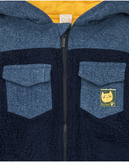 Chaqueta para niño en azul con capucha y bolsillos colección
