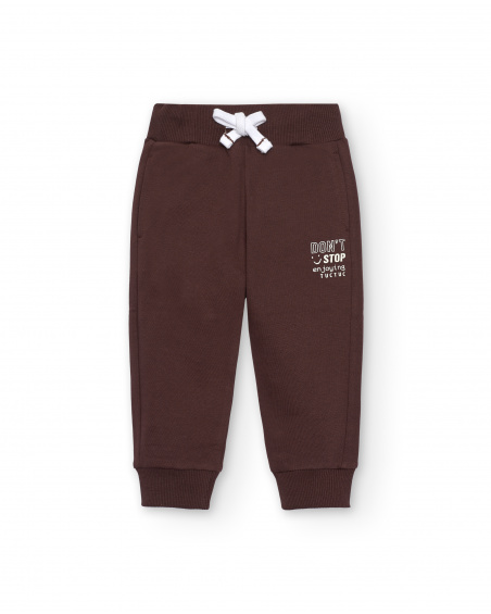 Pantalón jogger para niño en marrón con estampado gráfico Pantalón jogger para niño en marrón con estampado gráfico