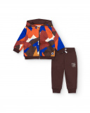 Conjunto de chaqueta y pantalón para niño en marrón con Conjunto de chaqueta y pantalón para niño en marrón con