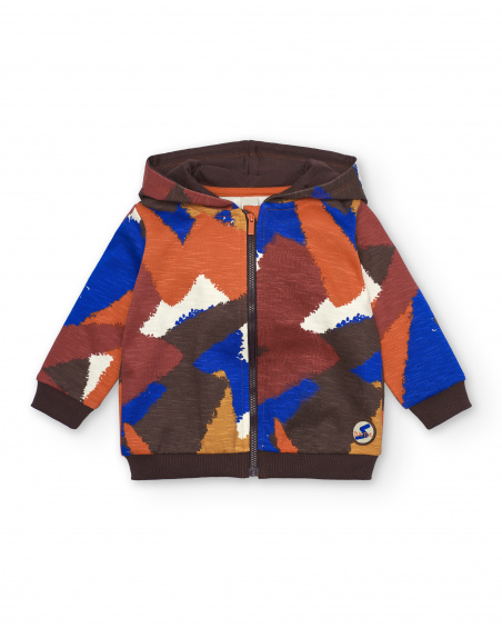 Conjunto de chaqueta y pantalón para niño en marrón con Conjunto de chaqueta y pantalón para niño en marrón con