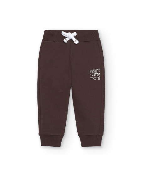 Conjunto de chaqueta y pantalón para niño en marrón con Conjunto de chaqueta y pantalón para niño en marrón con