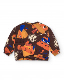 Sudadera para niño en marrón con estampado de superhéroes Sudadera para niño en marrón con estampado de superhéroes