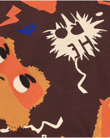 Sudadera para niño en marrón con estampado de superhéroes