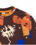 Sudadera para niño en marrón con estampado de superhéroes Sudadera para niño en marrón con estampado de superhéroes