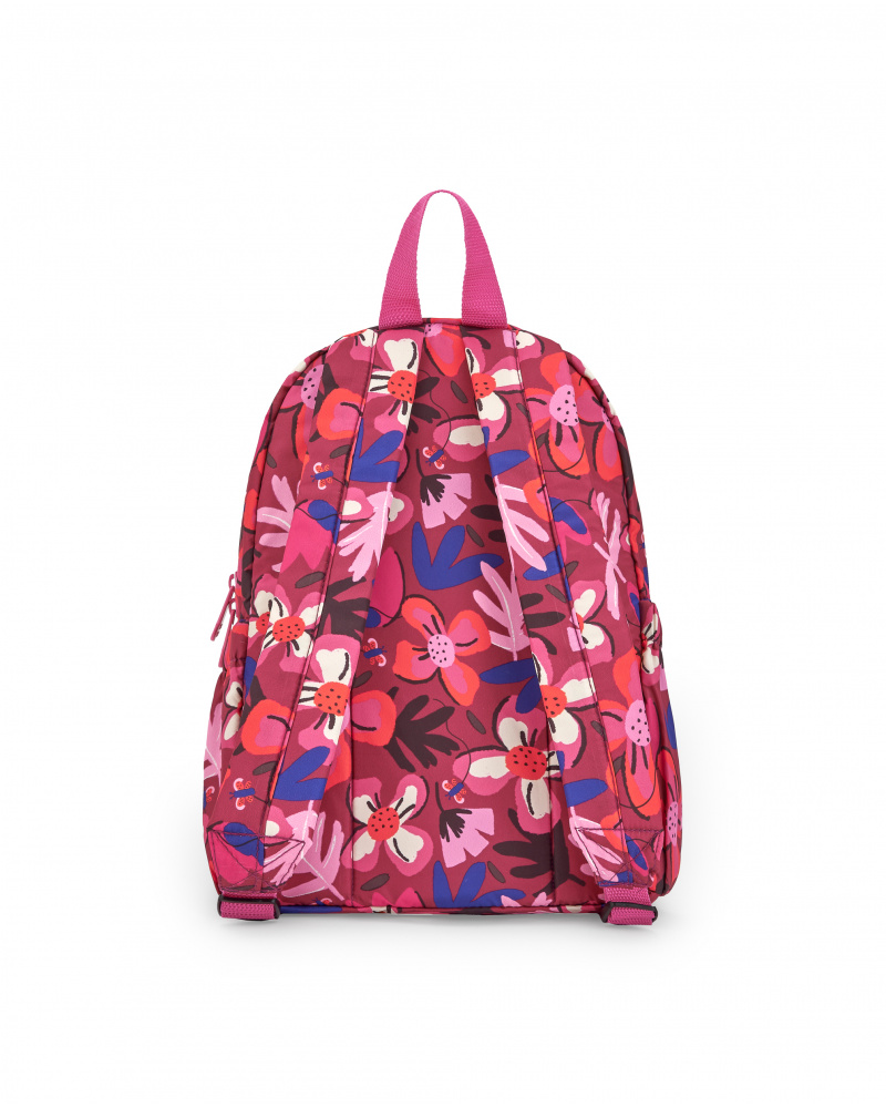 Mochila para nina en rosa con estampado floral colorido coleccion Super Natural tuc tuc