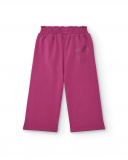 Pantalón de felpa para niña en color fucsia con lazo colección Pantalón de felpa para niña en color fucsia con lazo colección