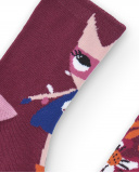 Pack de calcetines para niña en color burdeos con estampado Pack de calcetines para niña en color burdeos con estampado