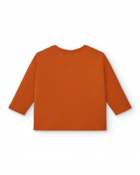 Camiseta de felpa para niña en color naranja con estampado Camiseta de felpa para niña en color naranja con estampado