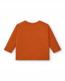 Camiseta de felpa para niña en color naranja con estampado Camiseta de felpa para niña en color naranja con estampado