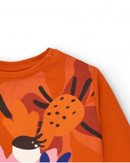 Camiseta de felpa para niña en color naranja con estampado Camiseta de felpa para niña en color naranja con estampado