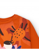 Camiseta de felpa para niña en color naranja con estampado Camiseta de felpa para niña en color naranja con estampado