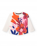 Camiseta de felpa para niña en color blanco con estampado Camiseta de felpa para niña en color blanco con estampado
