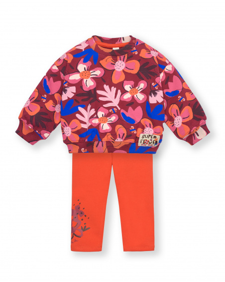 Conjunto de sudadera y leggings para niña en multicolor con