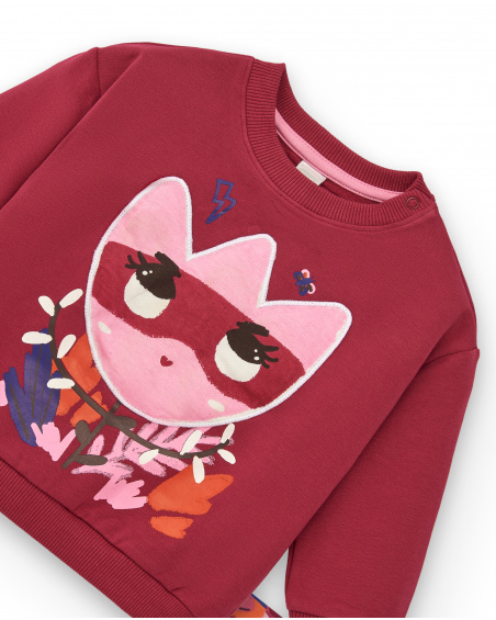 Conjunto de sudadera y leggings para niña en rojo con estampado