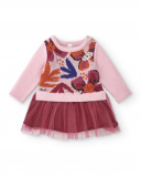 Vestido de punto para niña en rosa con falda de tul colección Vestido de punto para niña en rosa con falda de tul colección