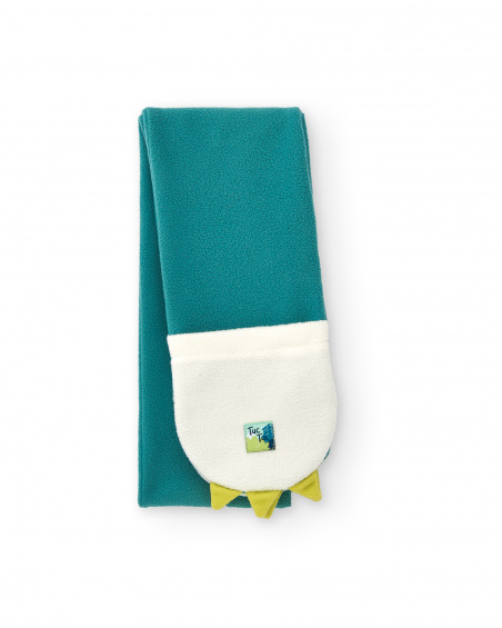 Bufanda verde con detalles de monstruo para niño de la Bufanda verde con detalles de monstruo para niño de la