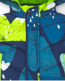 Abrigo acolchado con capucha y estampado de montaña para niño Abrigo acolchado con capucha y estampado de montaña para niño