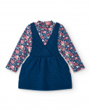 Conjunto de vestido acolchado azul con camiseta estampada para Conjunto de vestido acolchado azul con camiseta estampada para