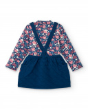 Conjunto de vestido acolchado azul con camiseta estampada para Conjunto de vestido acolchado azul con camiseta estampada para
