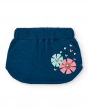 Falda acolchada azul con detalles de flores para niña de la Falda acolchada azul con detalles de flores para niña de la