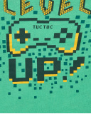 Camiseta de manga larga para niño en verde con estampado "Level Camiseta de manga larga para niño en verde con estampado "Level