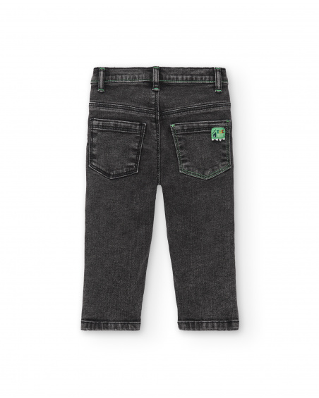 Pantalones denim para niño en negro con diseño "Let's Play"