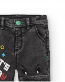 Pantalones denim para niño en negro con diseño "Let's Play" Pantalones denim para niño en negro con diseño "Let's Play"