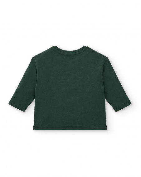Camiseta de manga larga para niño en verde con diseño de Camiseta de manga larga para niño en verde con diseño de