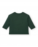 Camiseta de manga larga para niño en verde con diseño de Camiseta de manga larga para niño en verde con diseño de