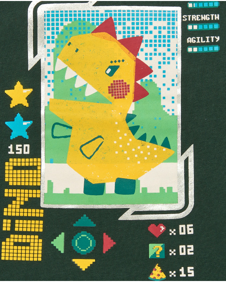 Camiseta de manga larga para niño en verde con diseño de Camiseta de manga larga para niño en verde con diseño de