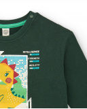 Camiseta de manga larga para niño en verde con diseño de Camiseta de manga larga para niño en verde con diseño de