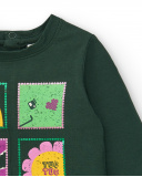 Camiseta de manga larga para niña en color verde con estampado Camiseta de manga larga para niña en color verde con estampado