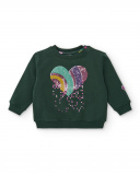 Sudadera verde con corazón de lentejuelas para niña colección Sudadera verde con corazón de lentejuelas para niña colección