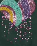 Sudadera verde con corazón de lentejuelas para niña colección Sudadera verde con corazón de lentejuelas para niña colección